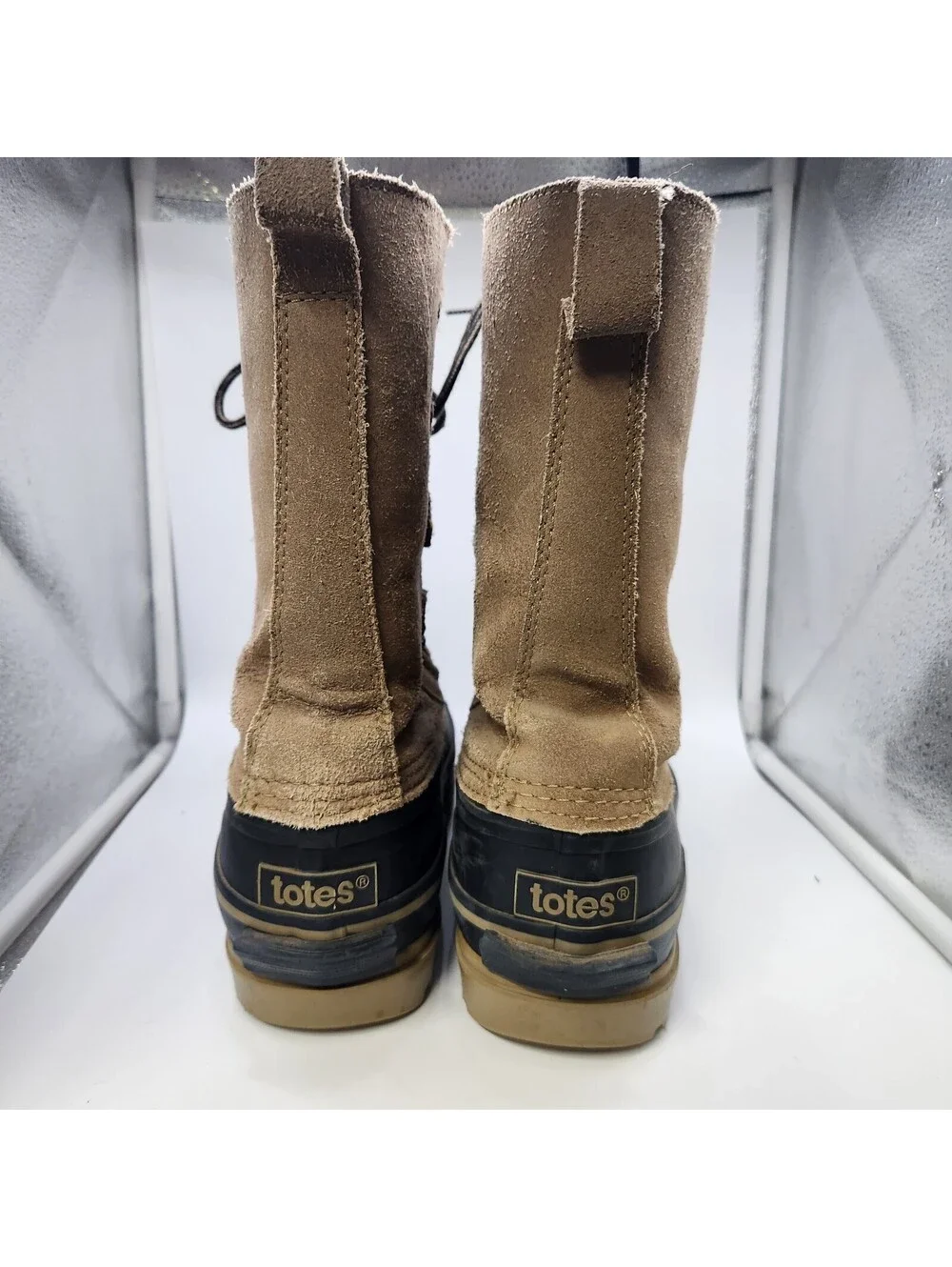 Totes Men's Duck Boots Size 9D Brown Waterproof Insulated Winter Snow Lace Up